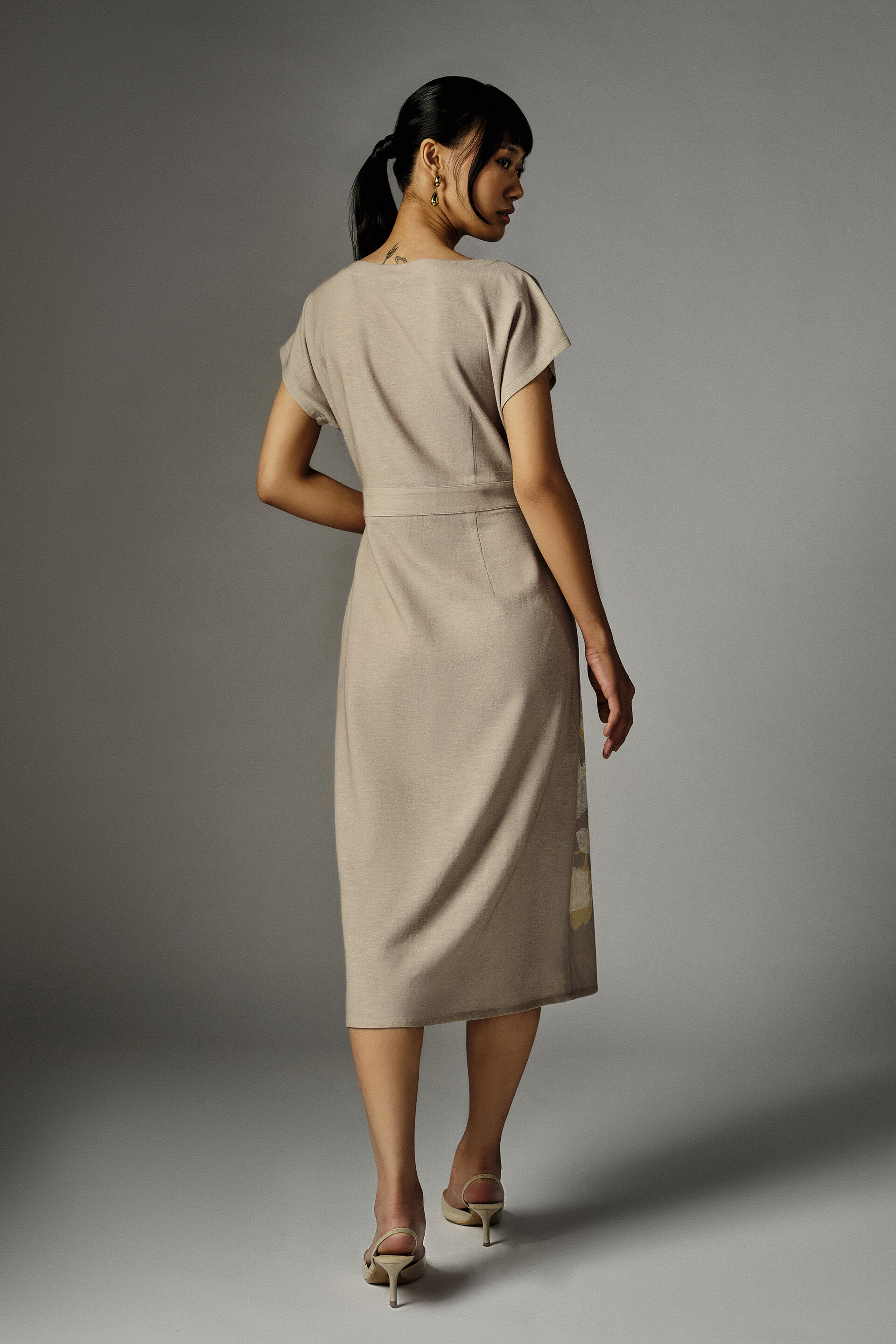 Nathalie Beige Embroidered Dress, Beige, image 6